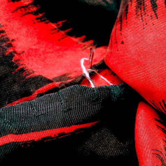 Zebra Stripe Silk Scarf Square Red Black Animal Print Neckerchief - Picture 4 of 5